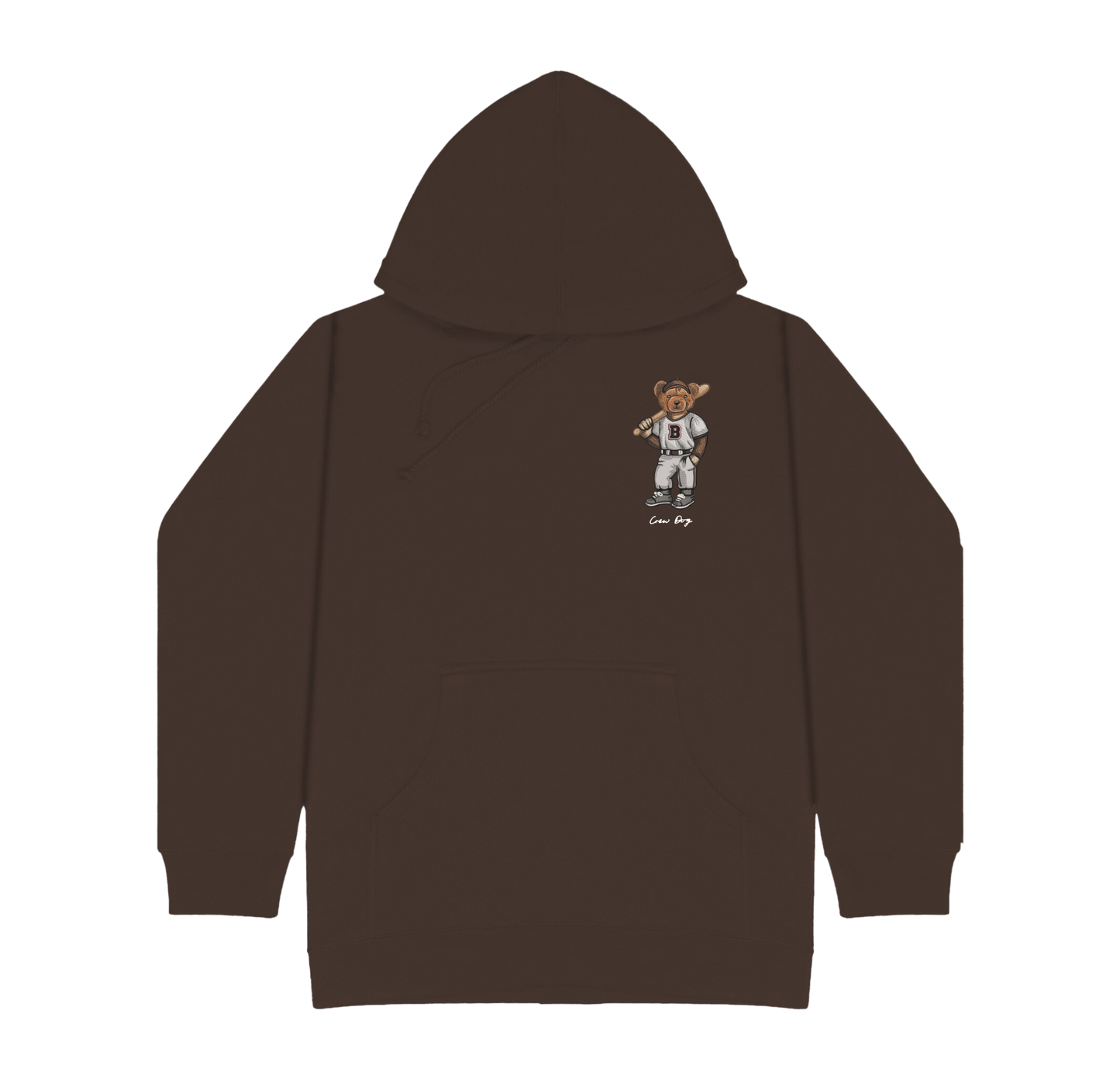 Brown Baseball Embroidered Hoodie