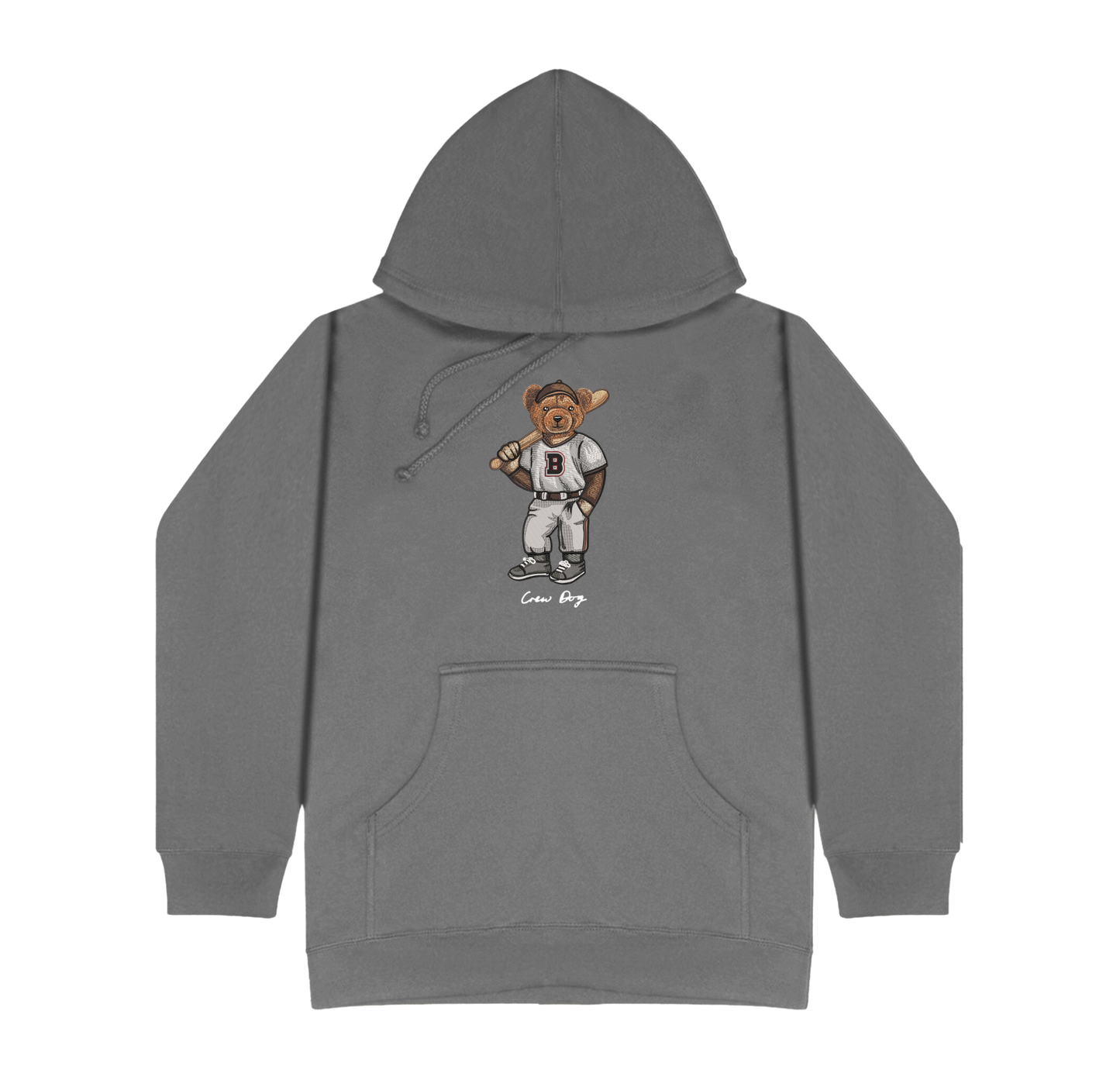 Brown Baseball Embroidered Hoodie