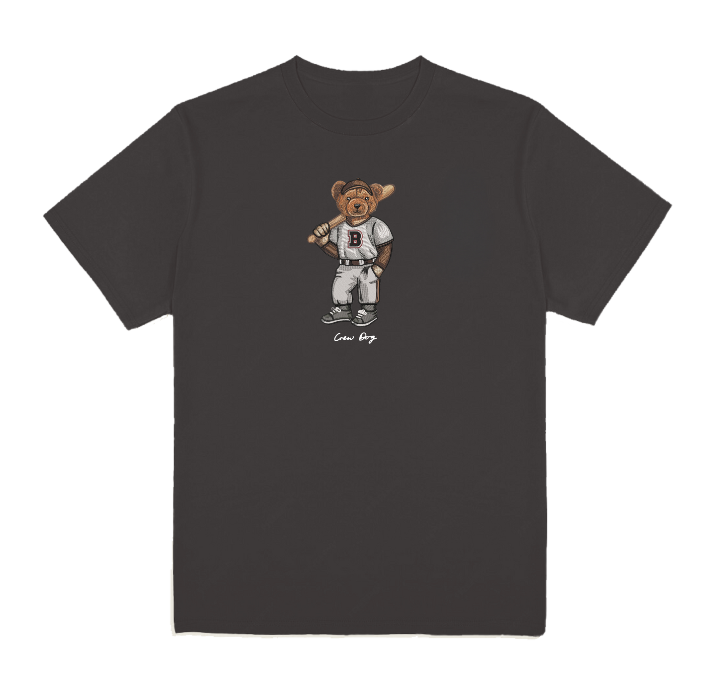 Brown Baseball Embroidered Tee