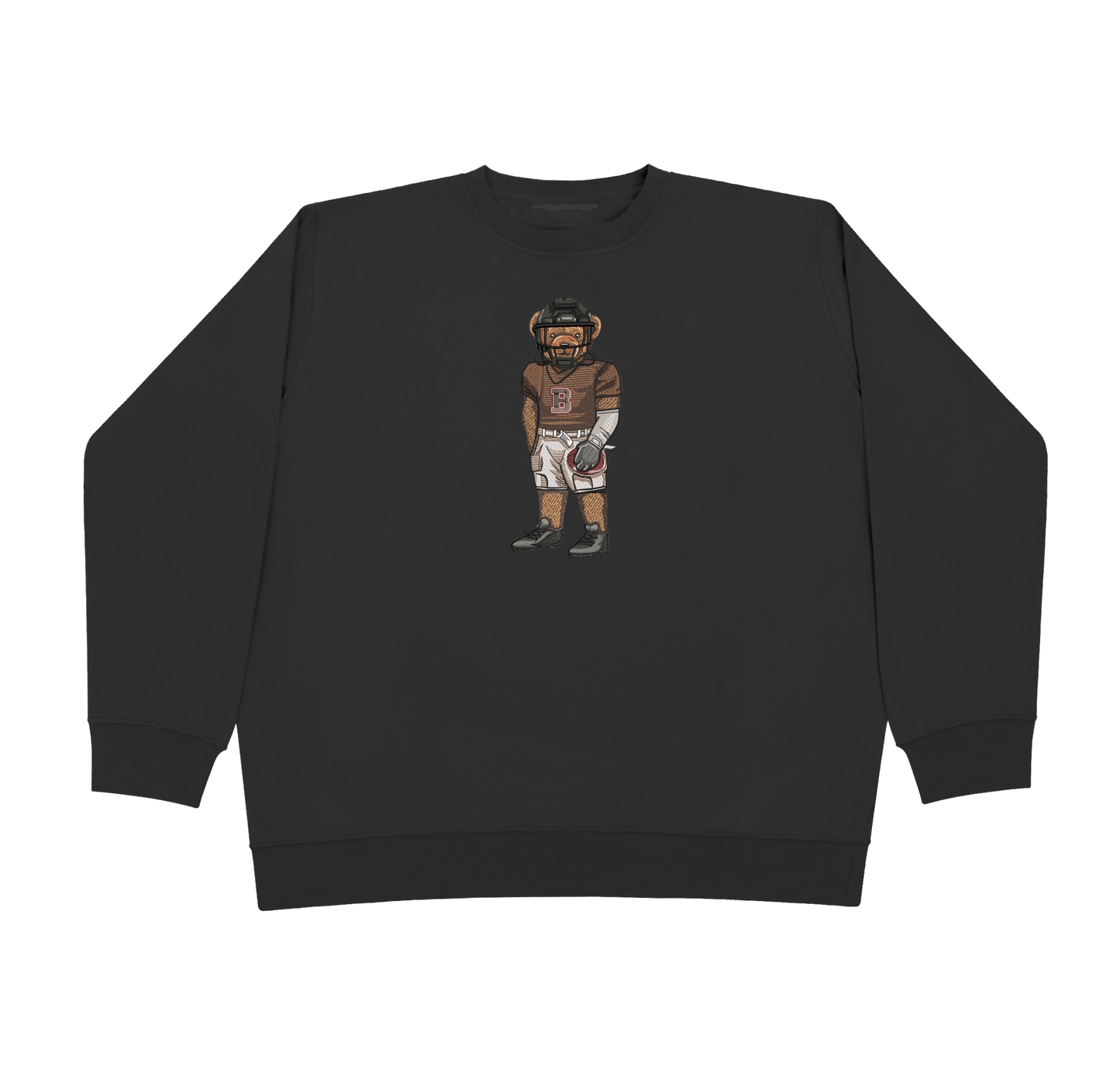 Brown Football Embroidered Crewneck