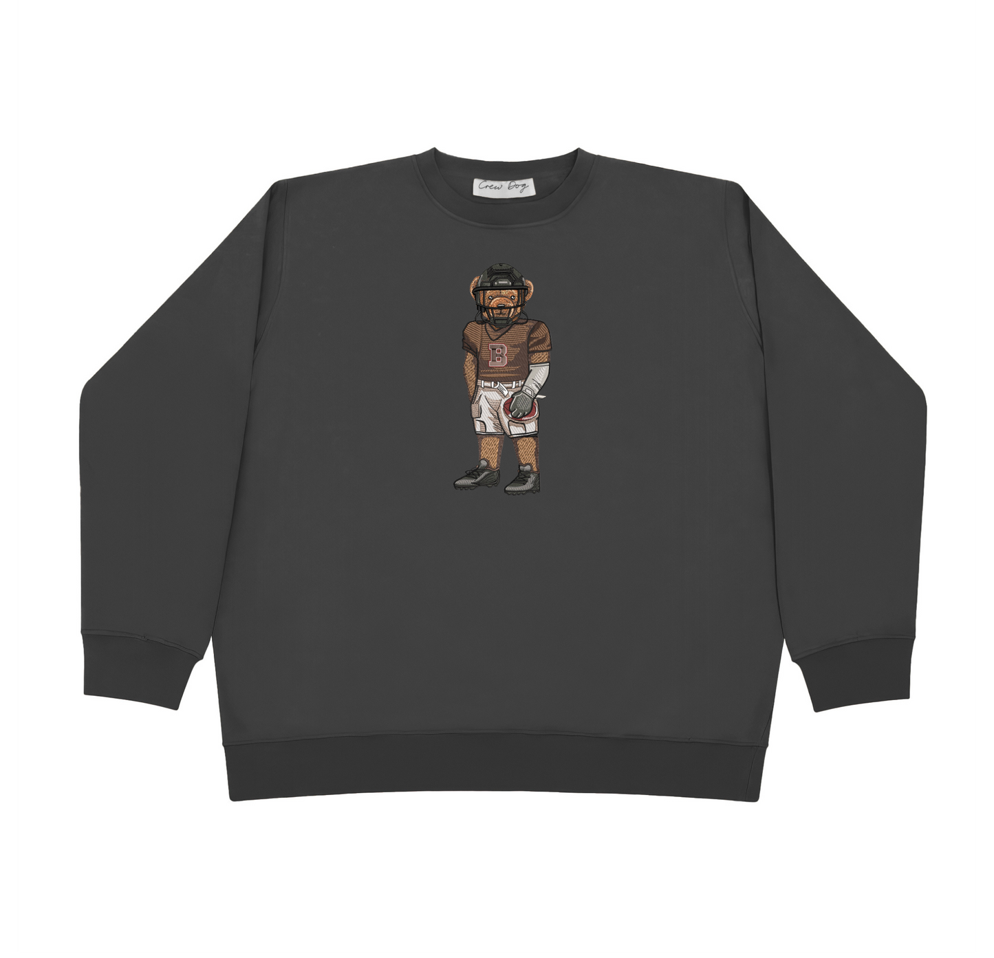 Brown Football Embroidered Crewneck
