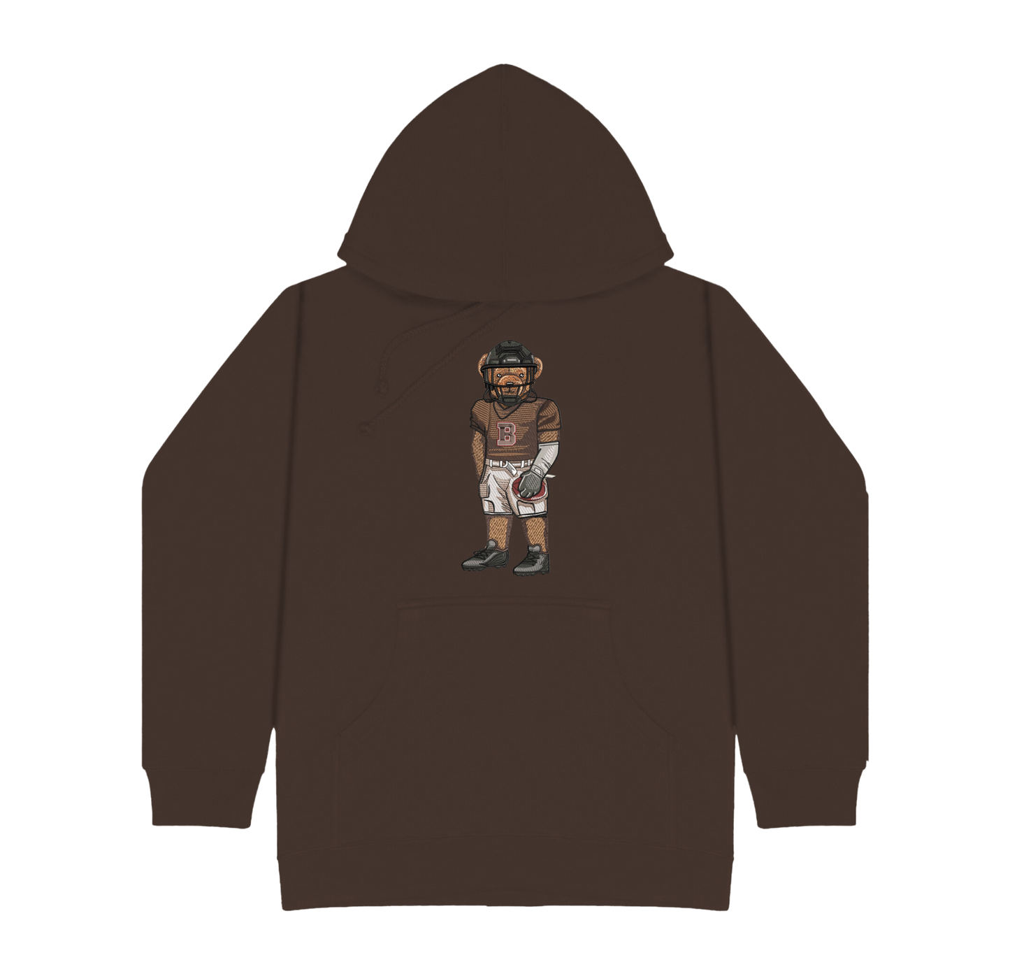 Brown Football Embroidered Hoodie