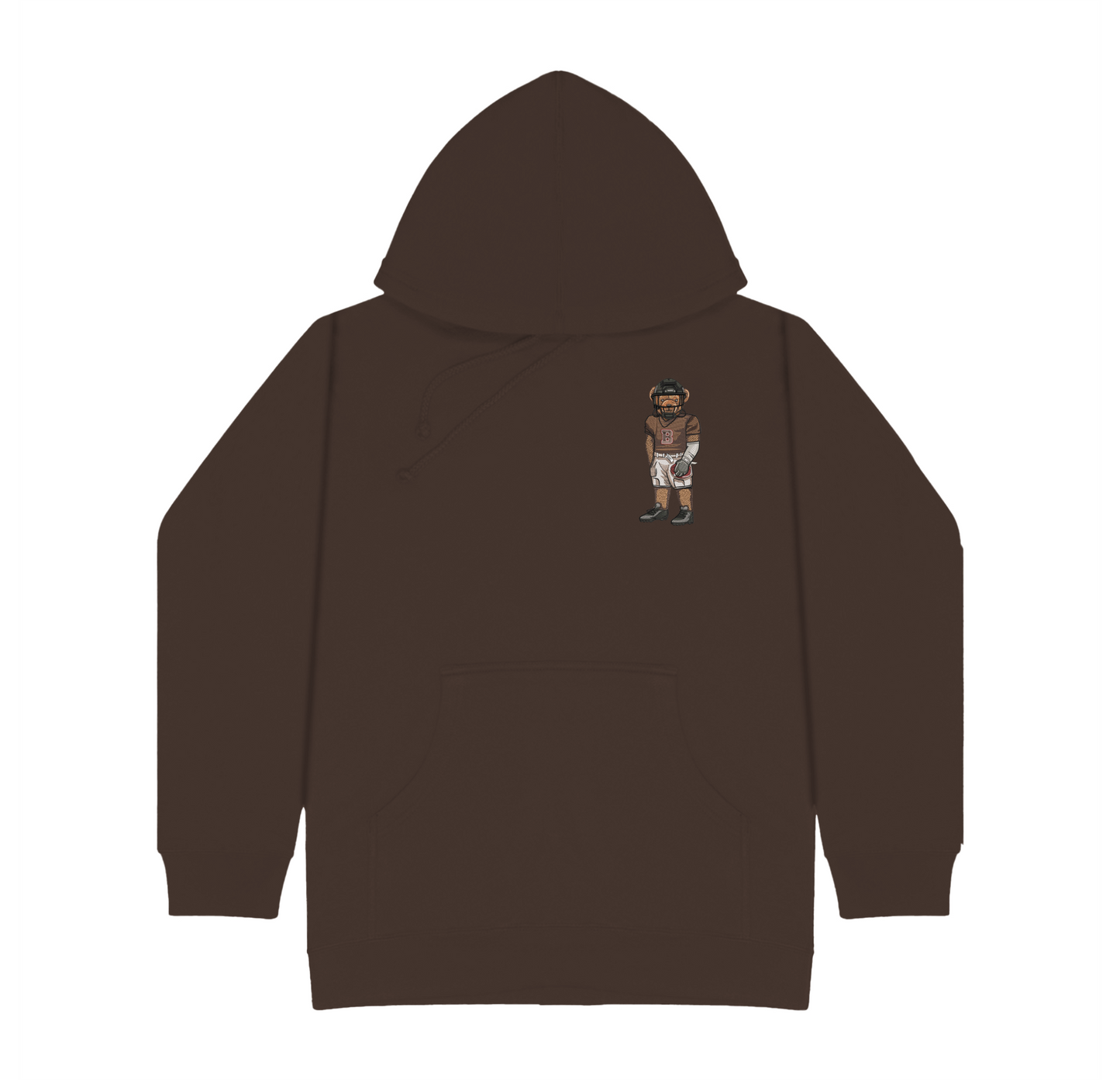 Brown Football Embroidered Hoodie
