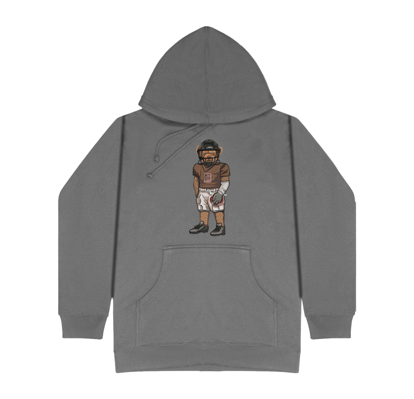 Brown Football Embroidered Hoodie