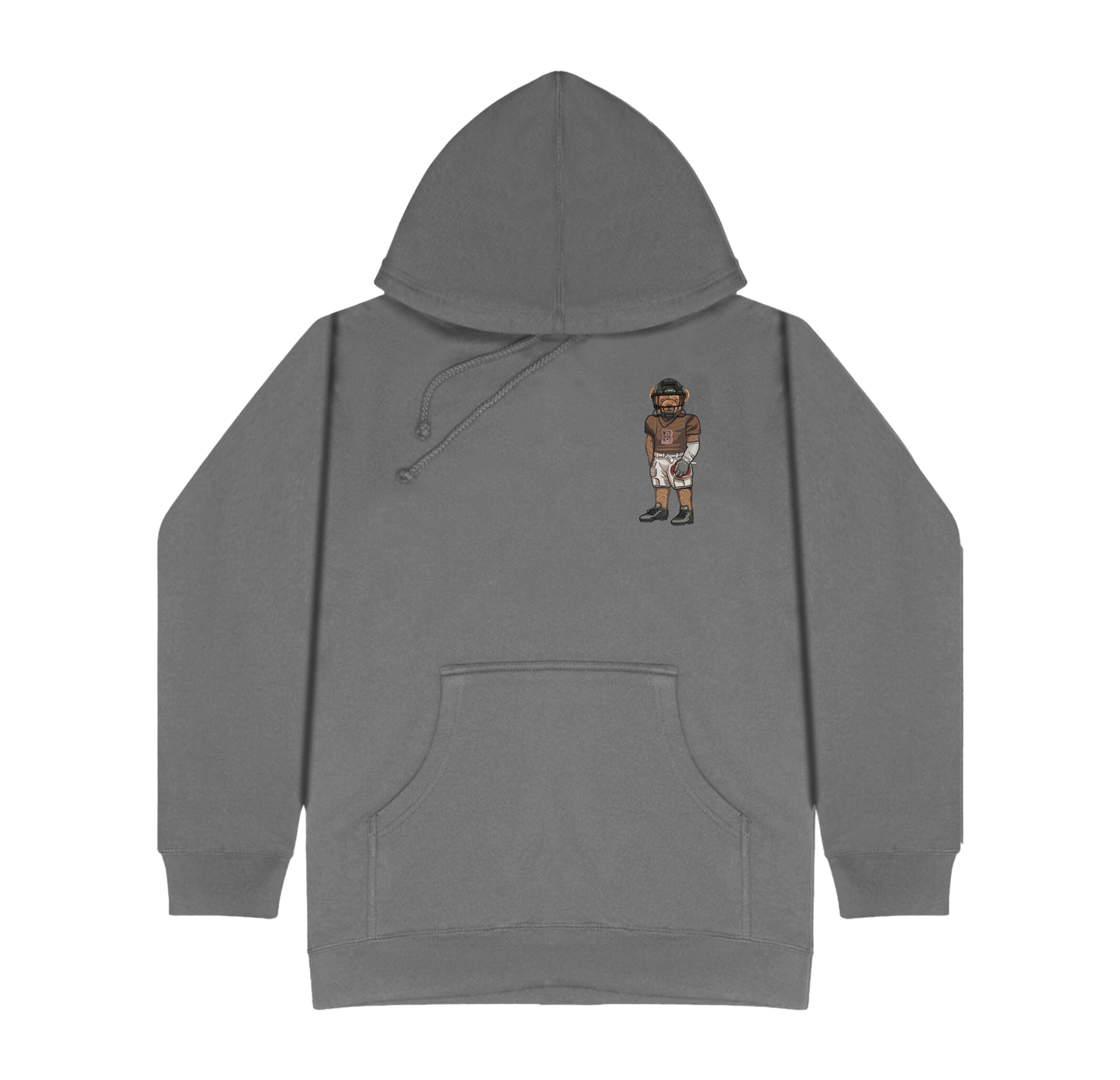 Brown Football Embroidered Hoodie