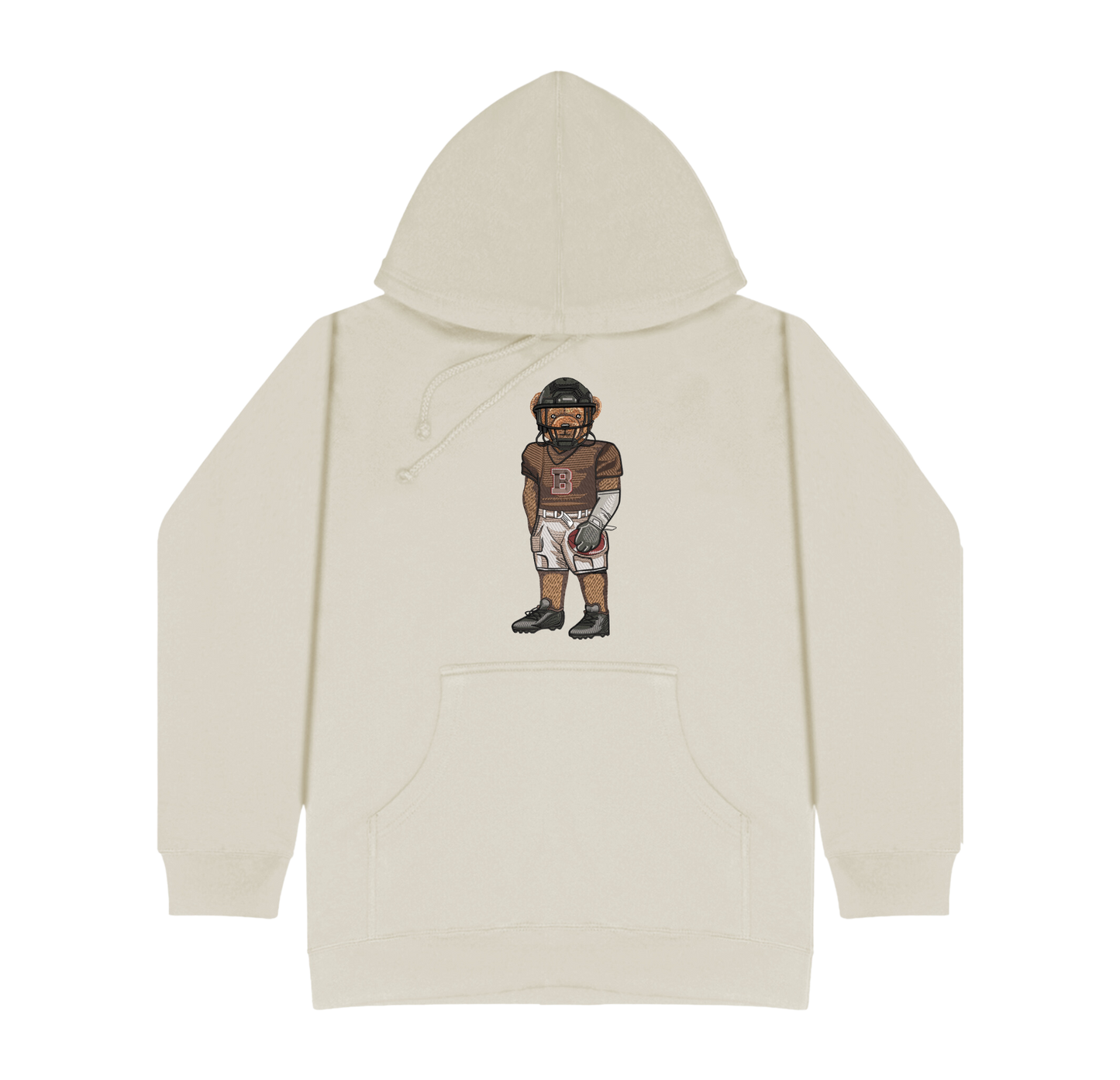 Brown Football Embroidered Hoodie
