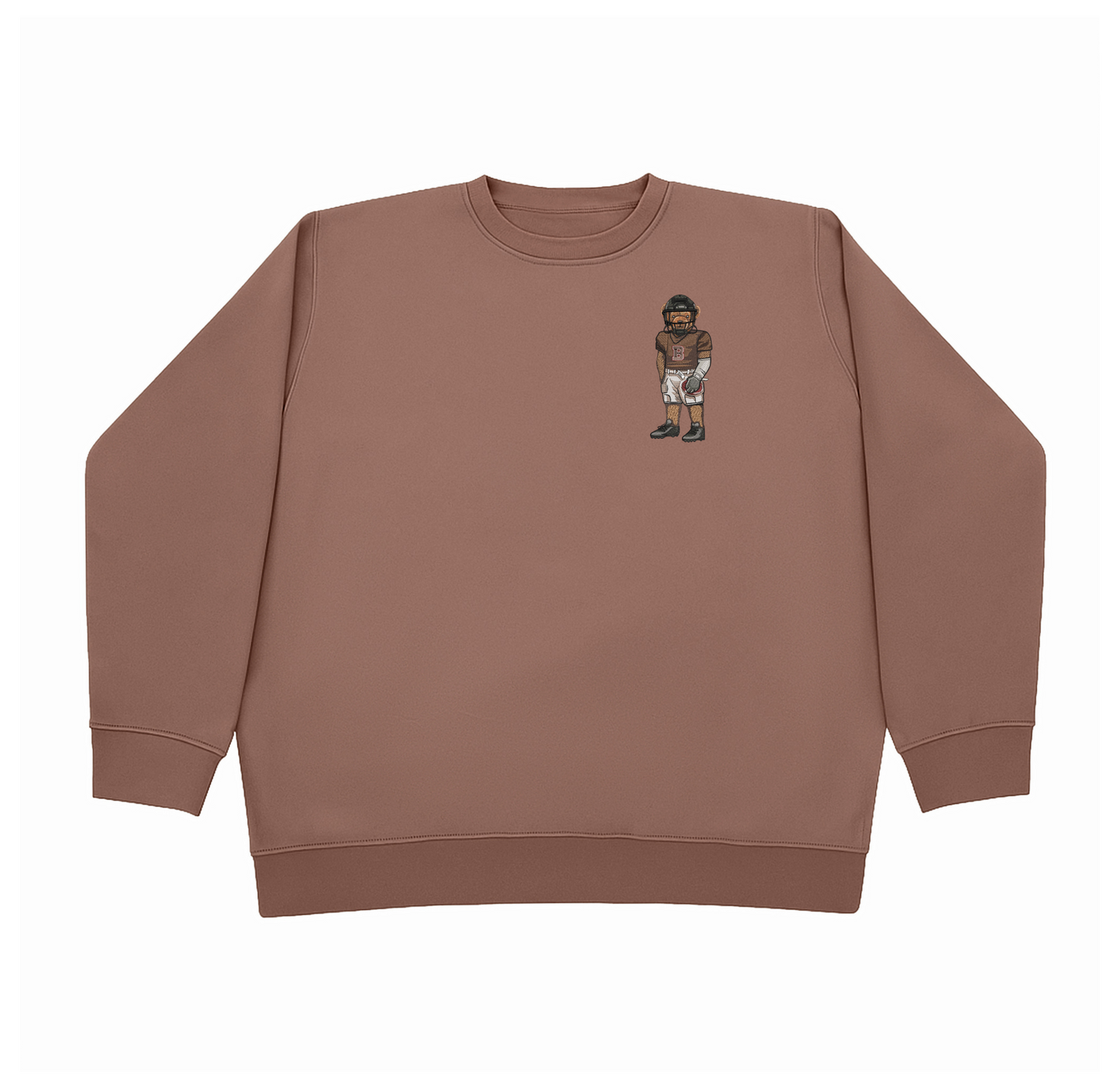 Brown Football Embroidered Crewneck