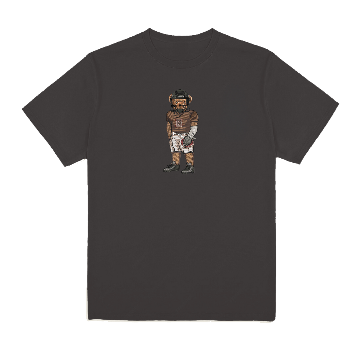 Brown Football Embroidered Tee