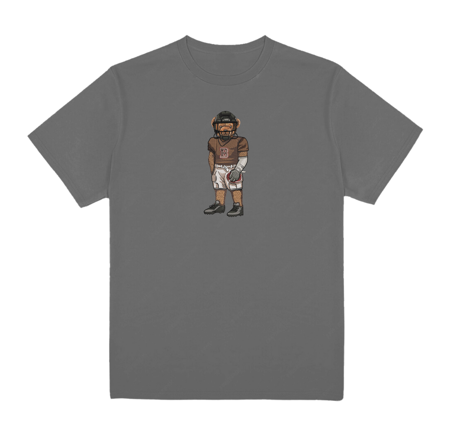 Brown Football Embroidered Tee