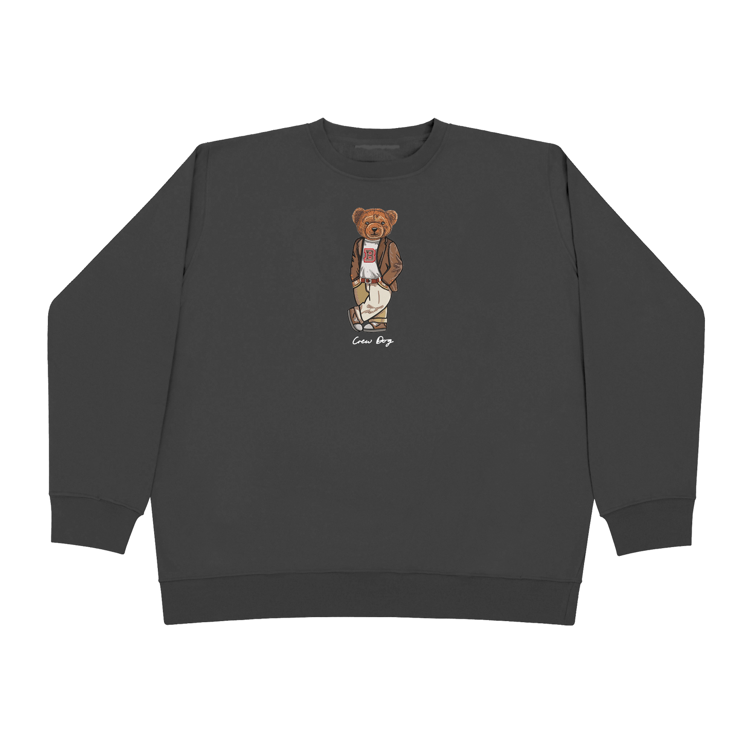 Embroidered Brown Crewneck