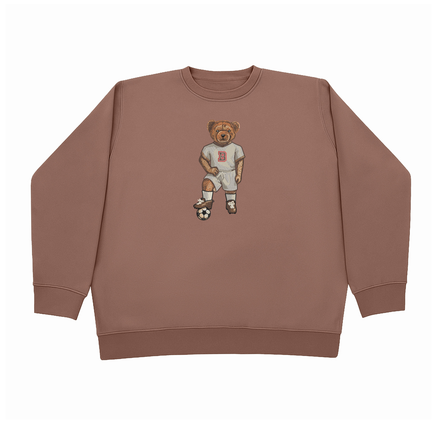 Brown Soccer Embroidered Crewneck