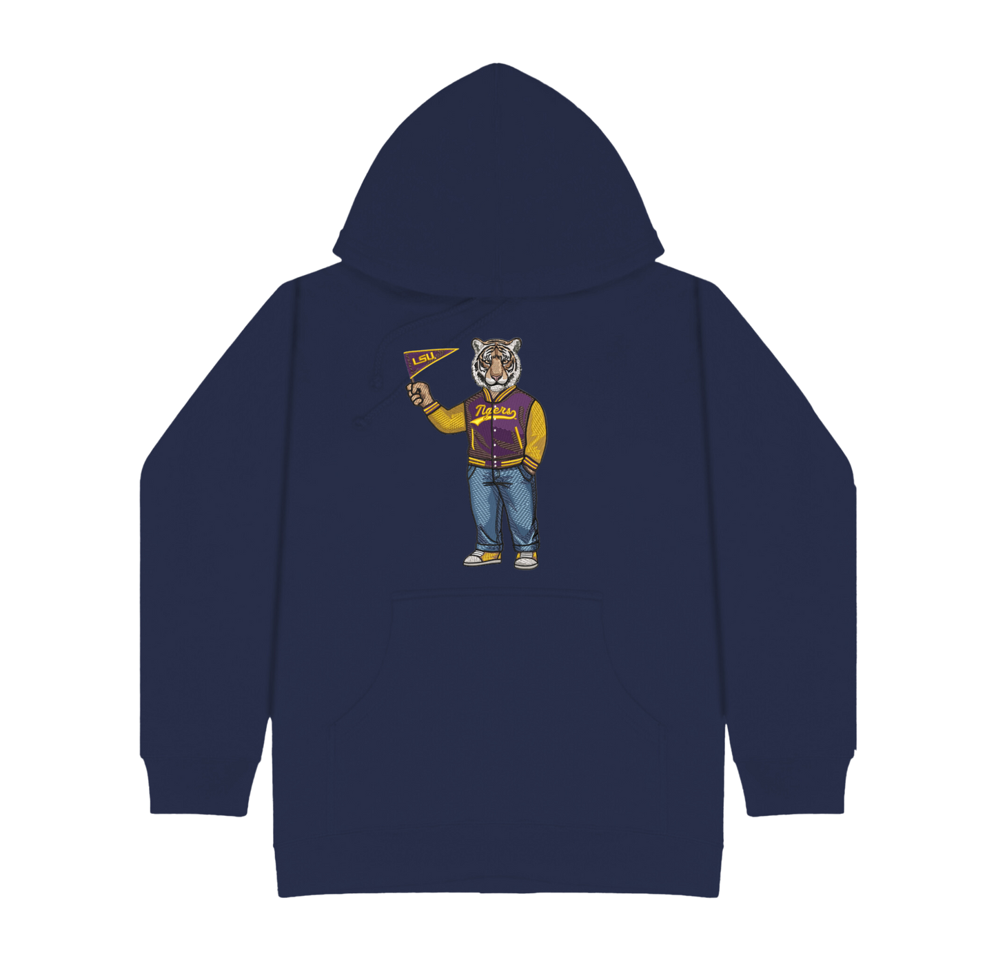LSU Pennant Flag Embroidered Hoodie