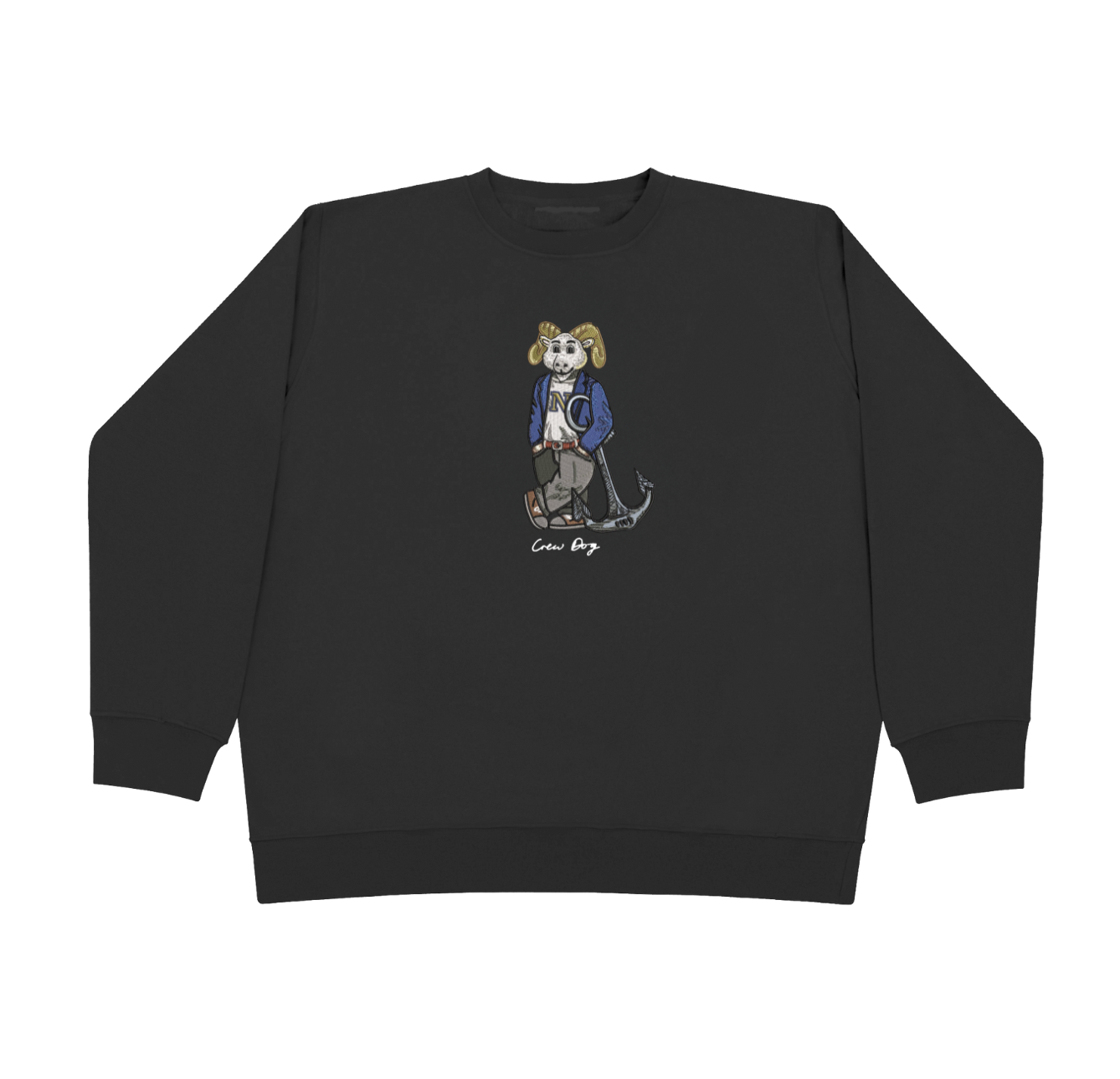 Embroidered Navy Crewneck