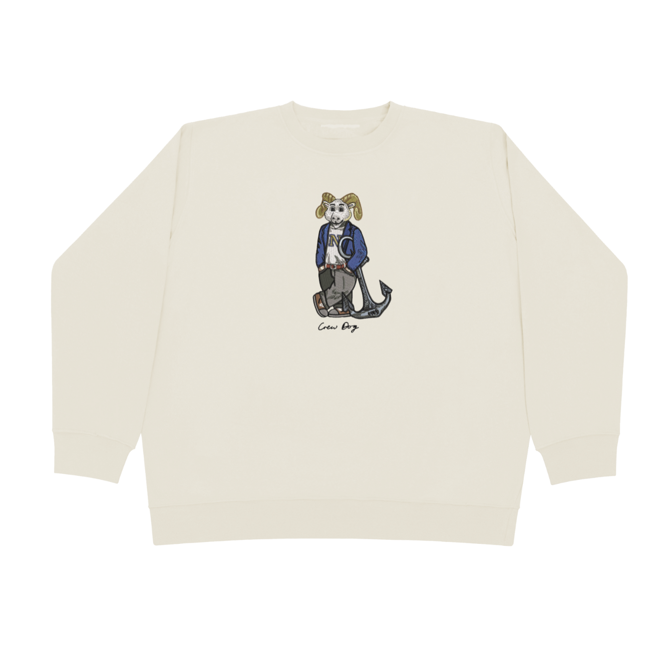 Embroidered Navy Crewneck