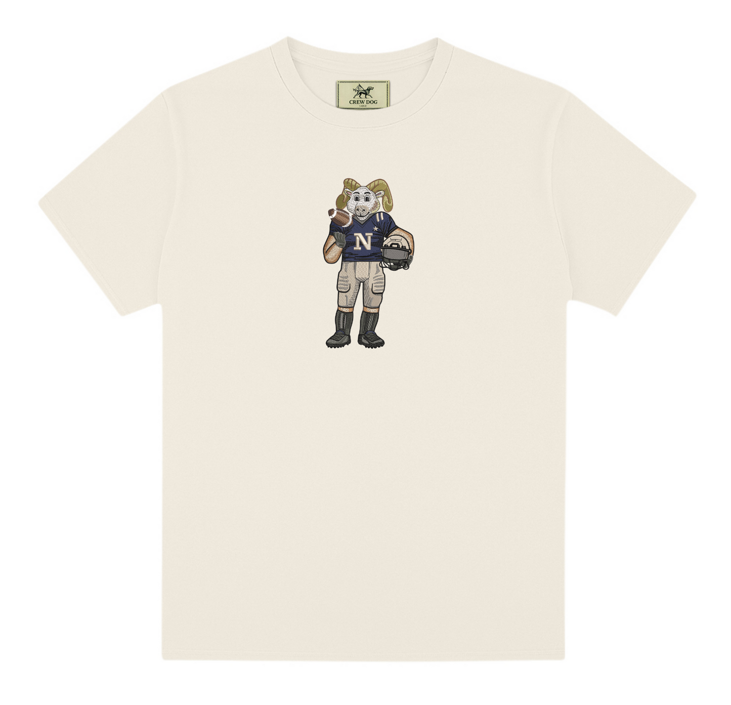 Navy Football Embroidered Tee