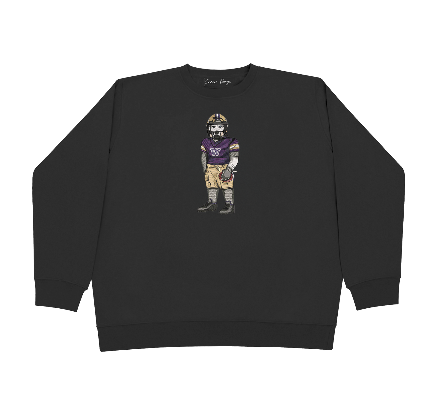University of Washington Football Embroidered Crewneck