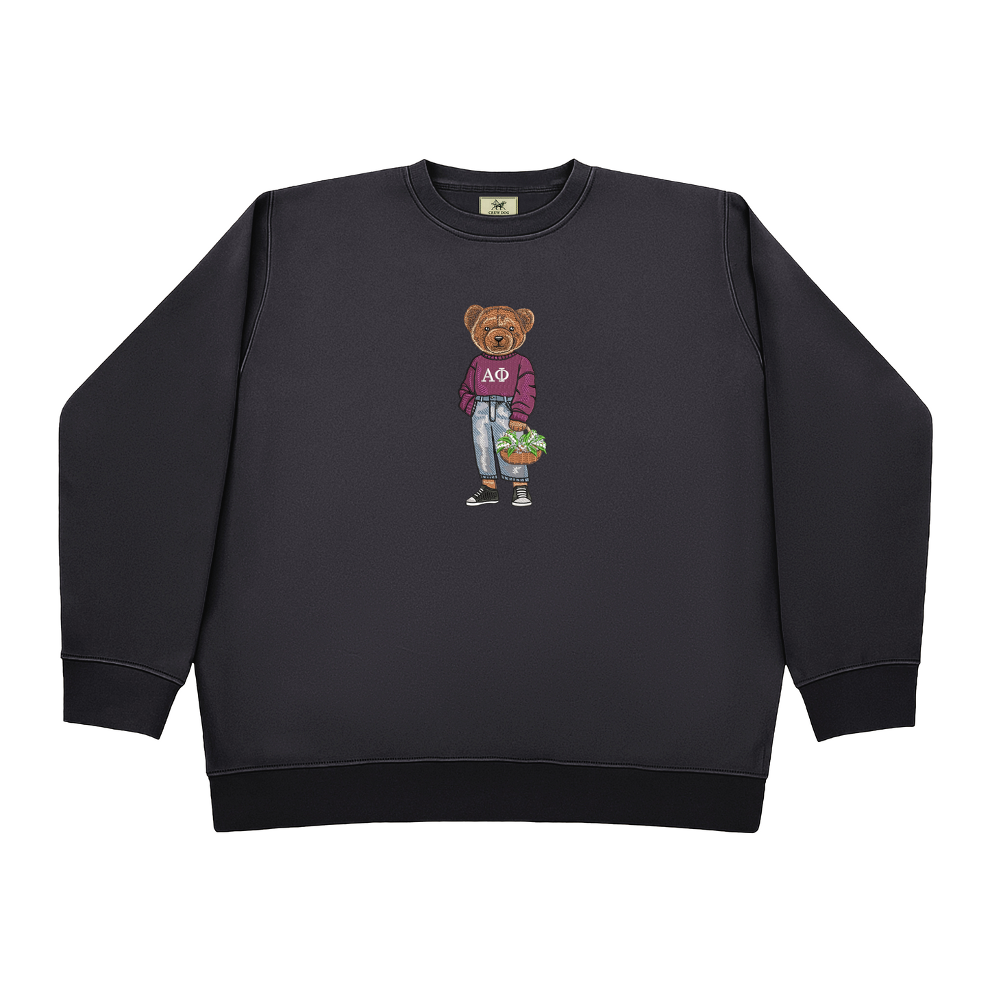 Alpha Phi Flowers Embroidered Crewneck