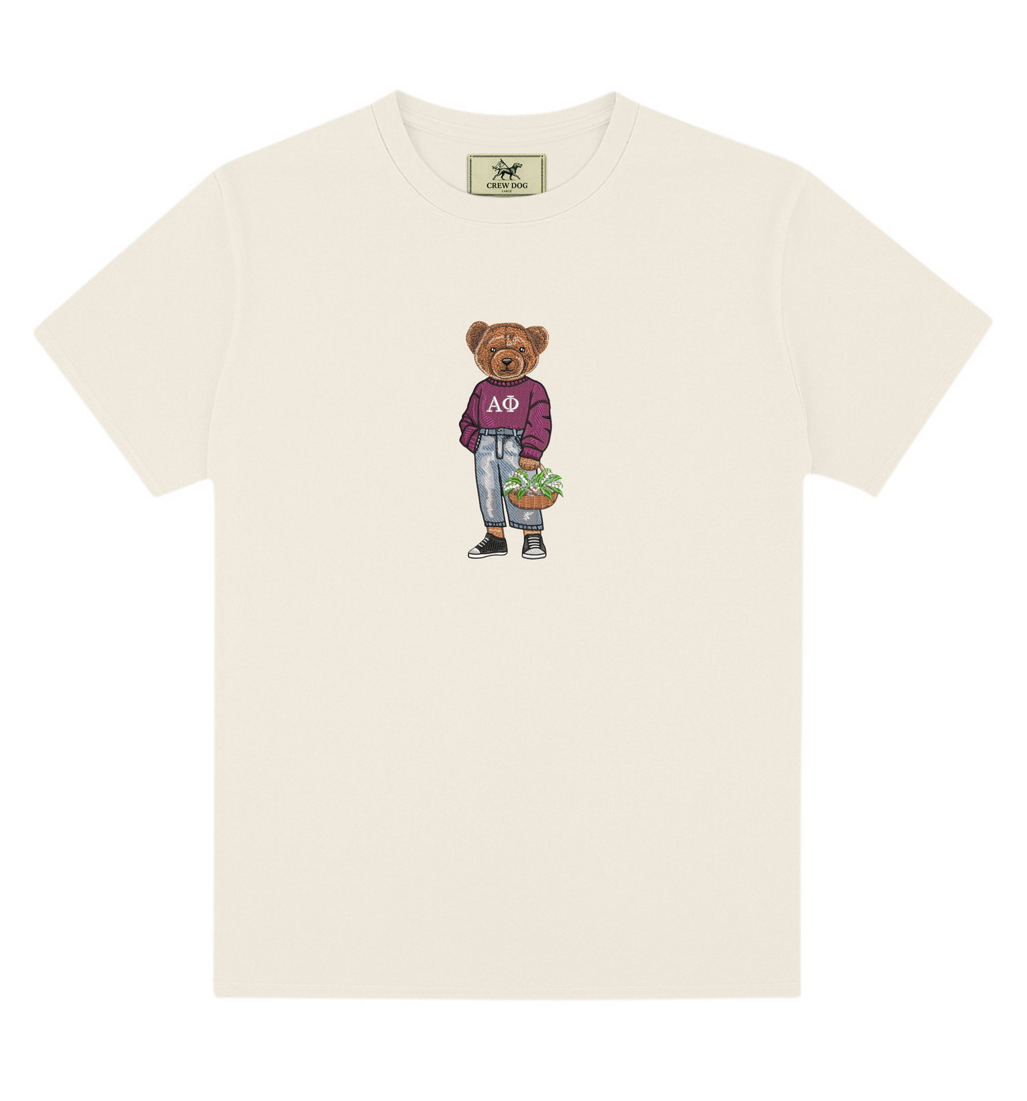 Alpha Phi Flowers Embroidered Tee