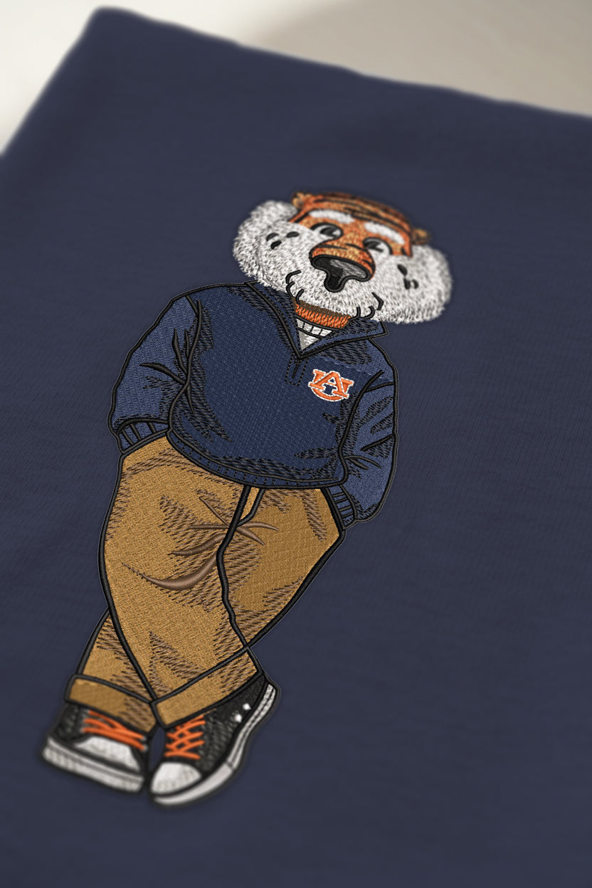 Auburn Q-Zip Embroidered Crewneck