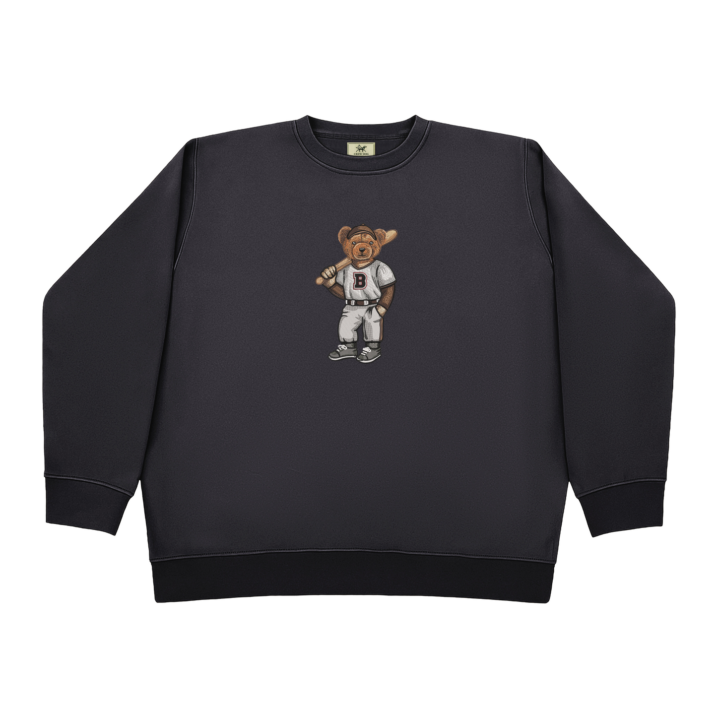 Brown Baseball Embroidered Crewneck