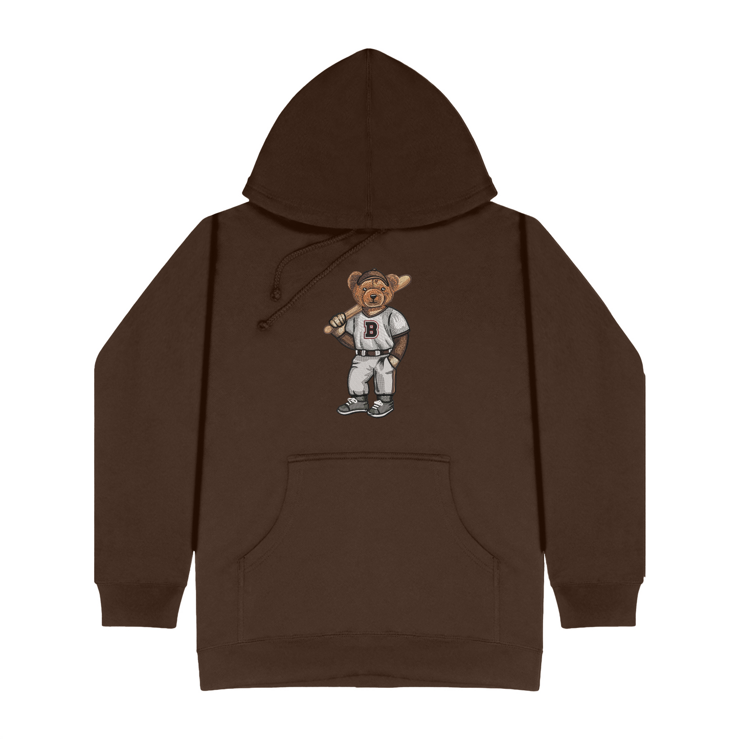 Brown Baseball Embroidered Hoodie