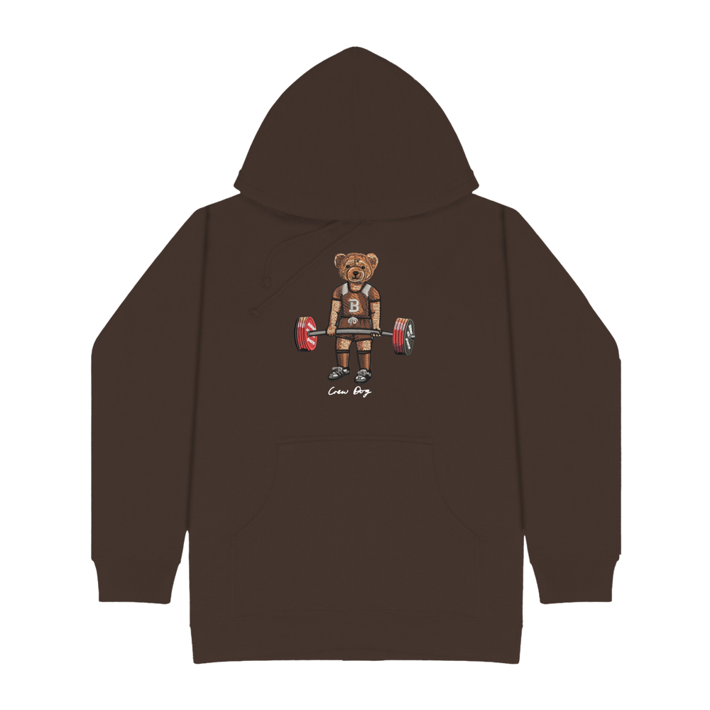 Embroidered Brown Deadlifting Hoodie