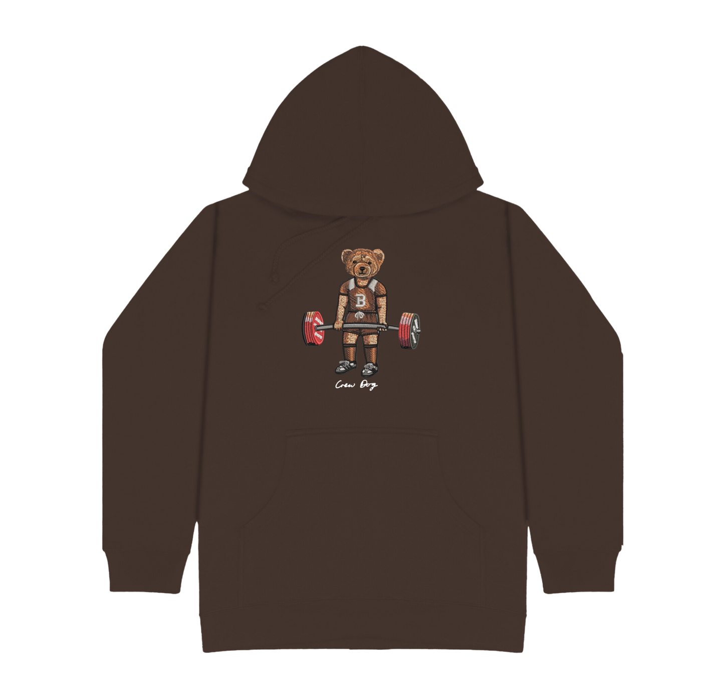 Embroidered Brown Deadlifting Hoodie