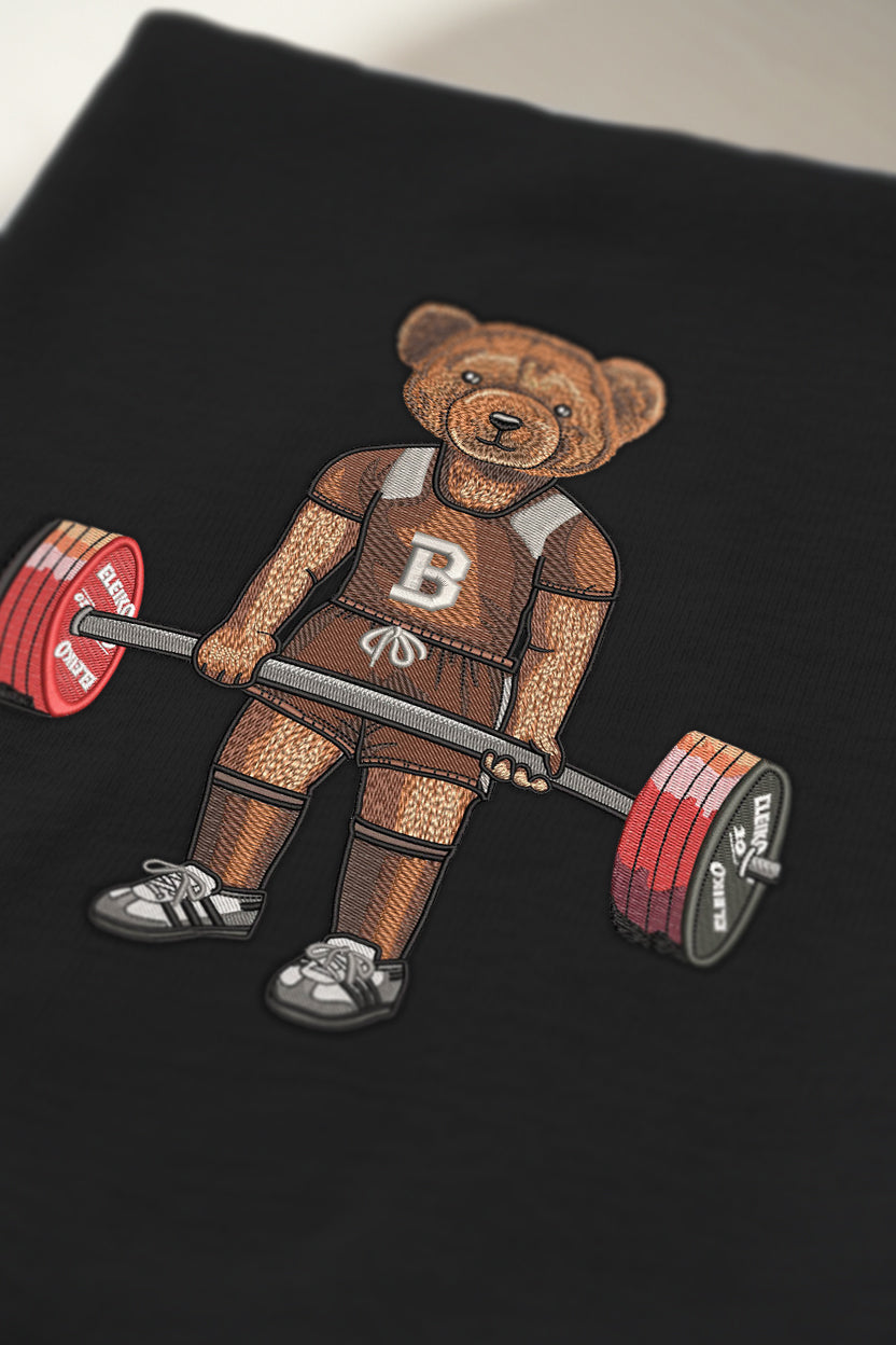 Brown Deadlifting Embroidered Tee