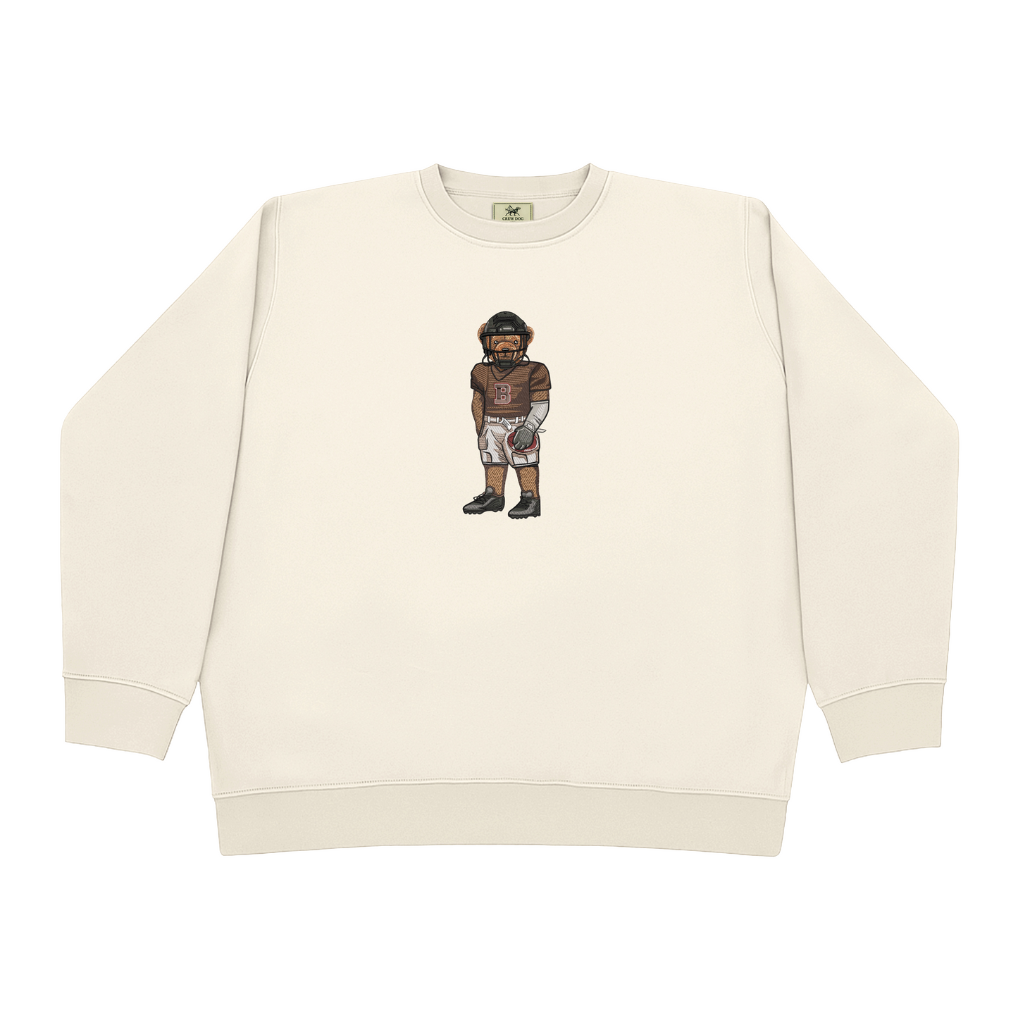 Brown Football Embroidered Crewneck