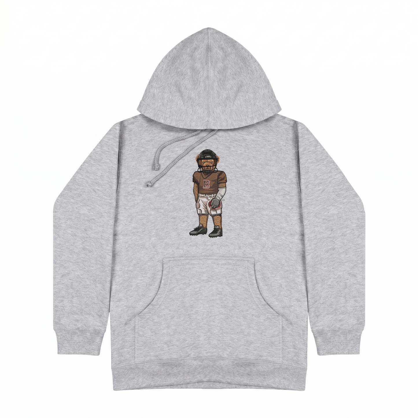 Brown Football Embroidered Hoodie