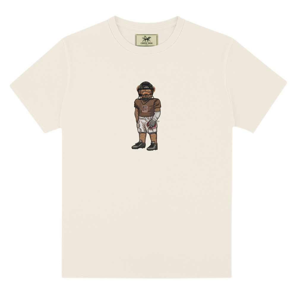 Brown Football Embroidered Tee