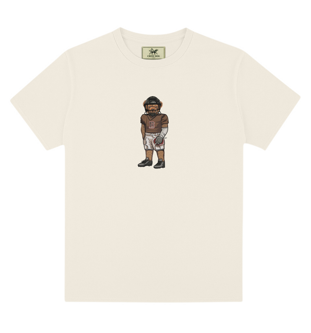 Brown Football Embroidered Tee