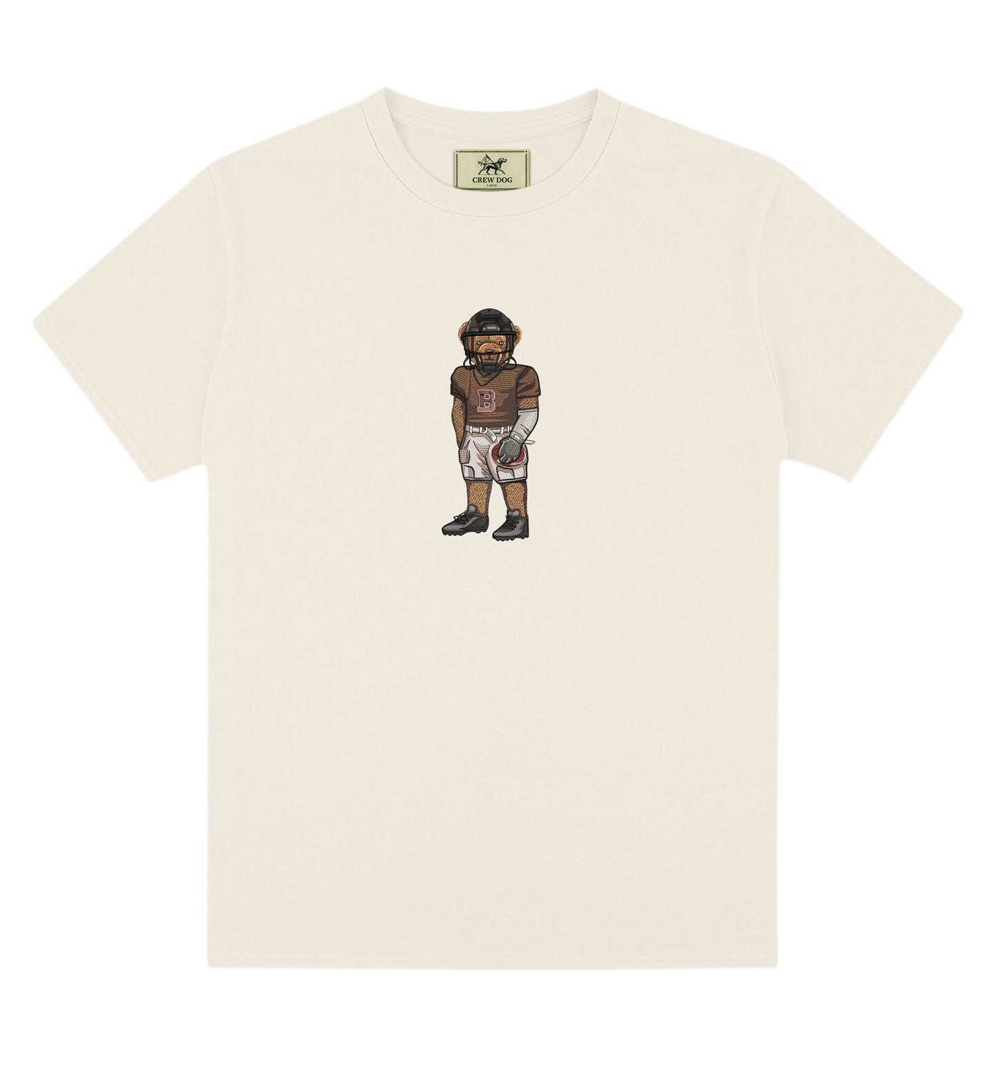 Brown Football Embroidered Tee