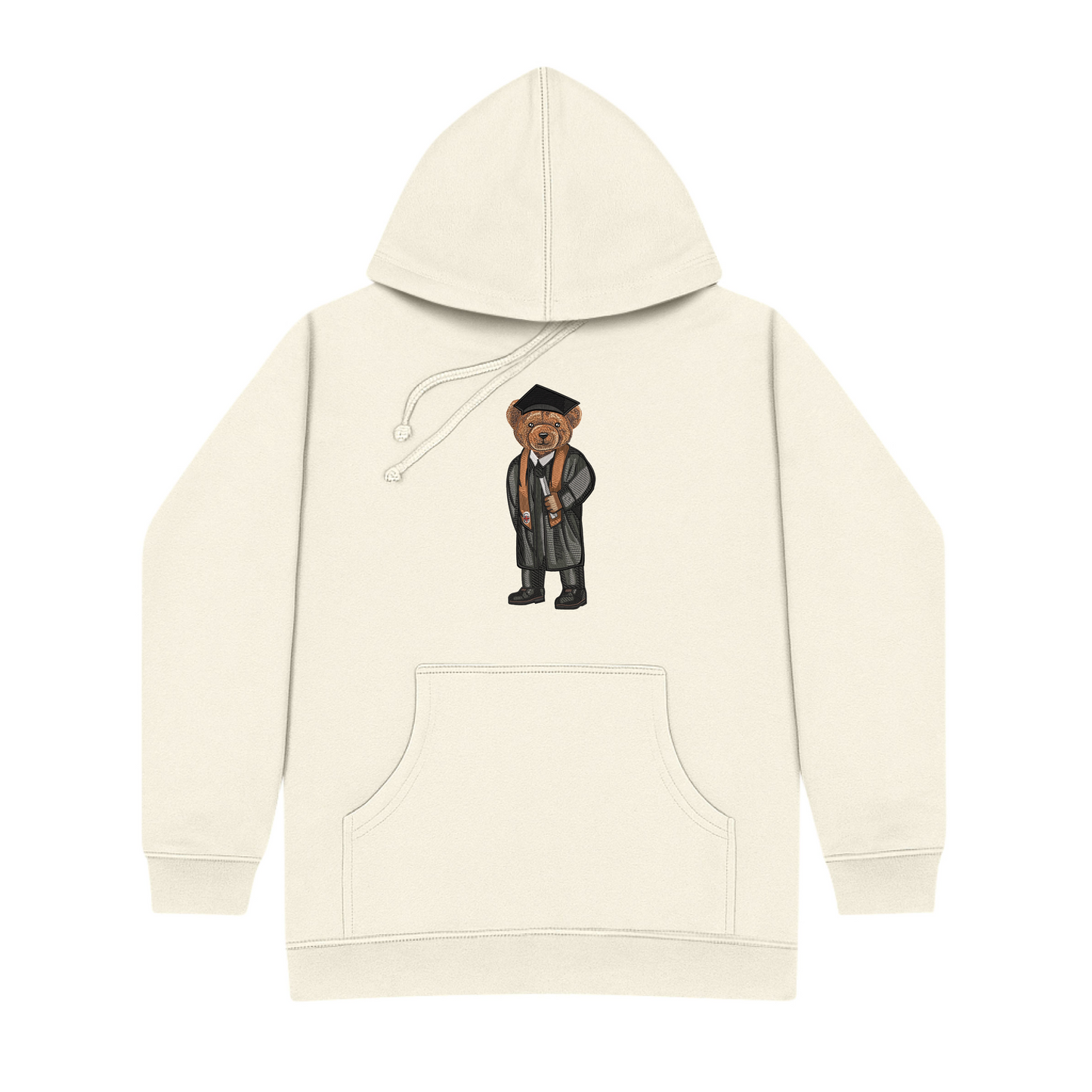 Brown Graduation Embroidered Hoodie