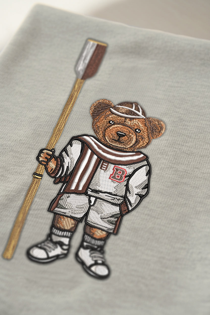 Brown Crew Embroidered Hoodie