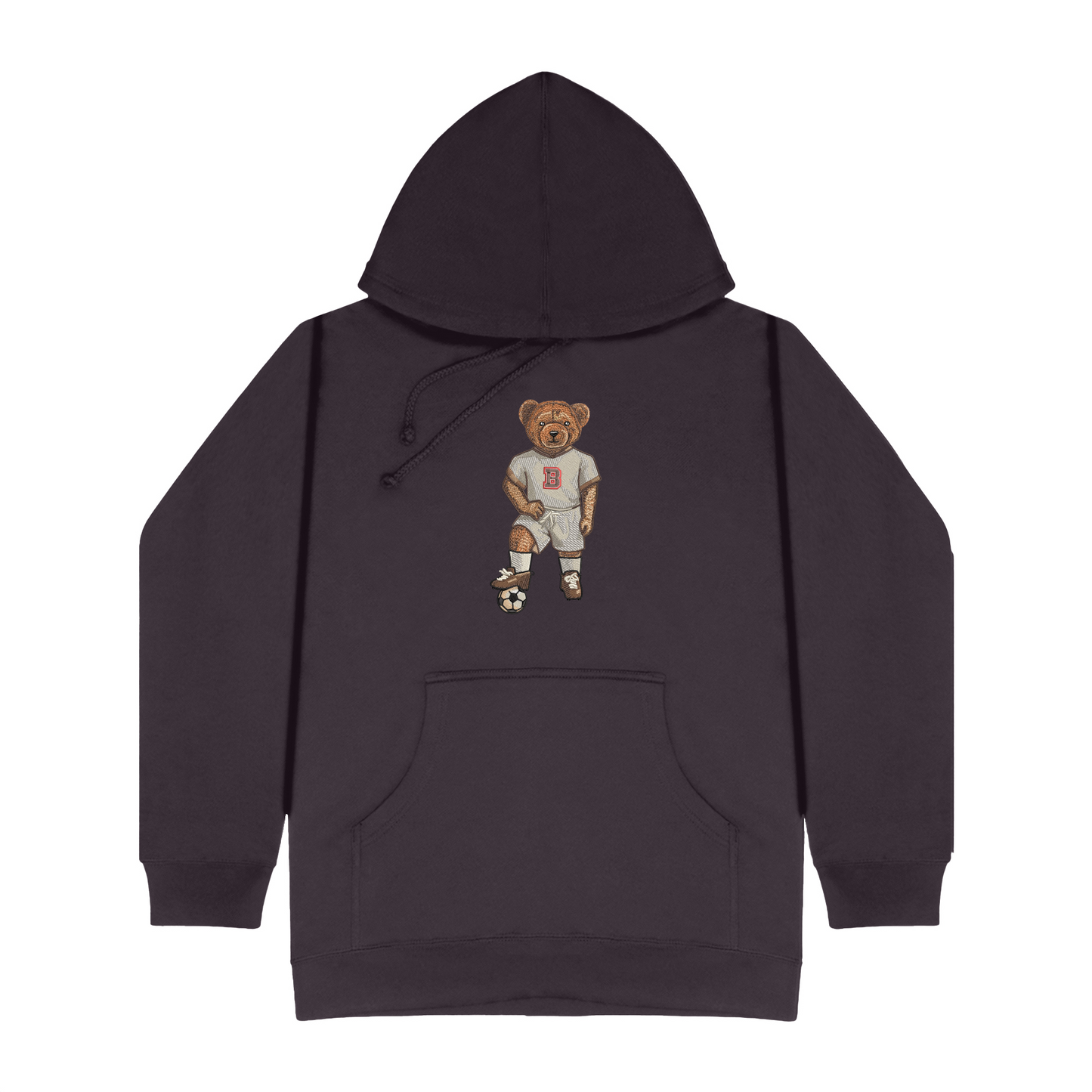 Brown Soccer Embroidered Hoodie