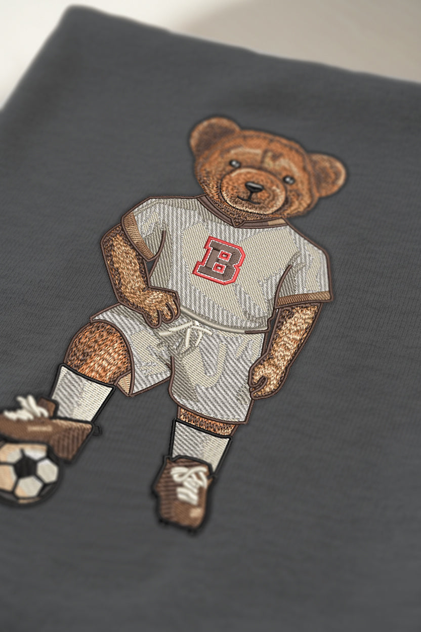 Brown Soccer Embroidered Crewneck