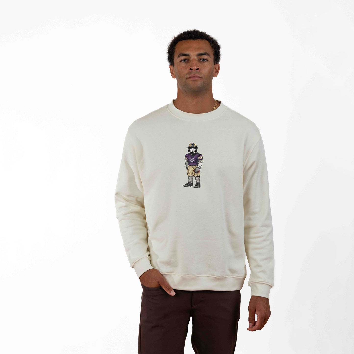 University of Washington Football Embroidered Crewneck