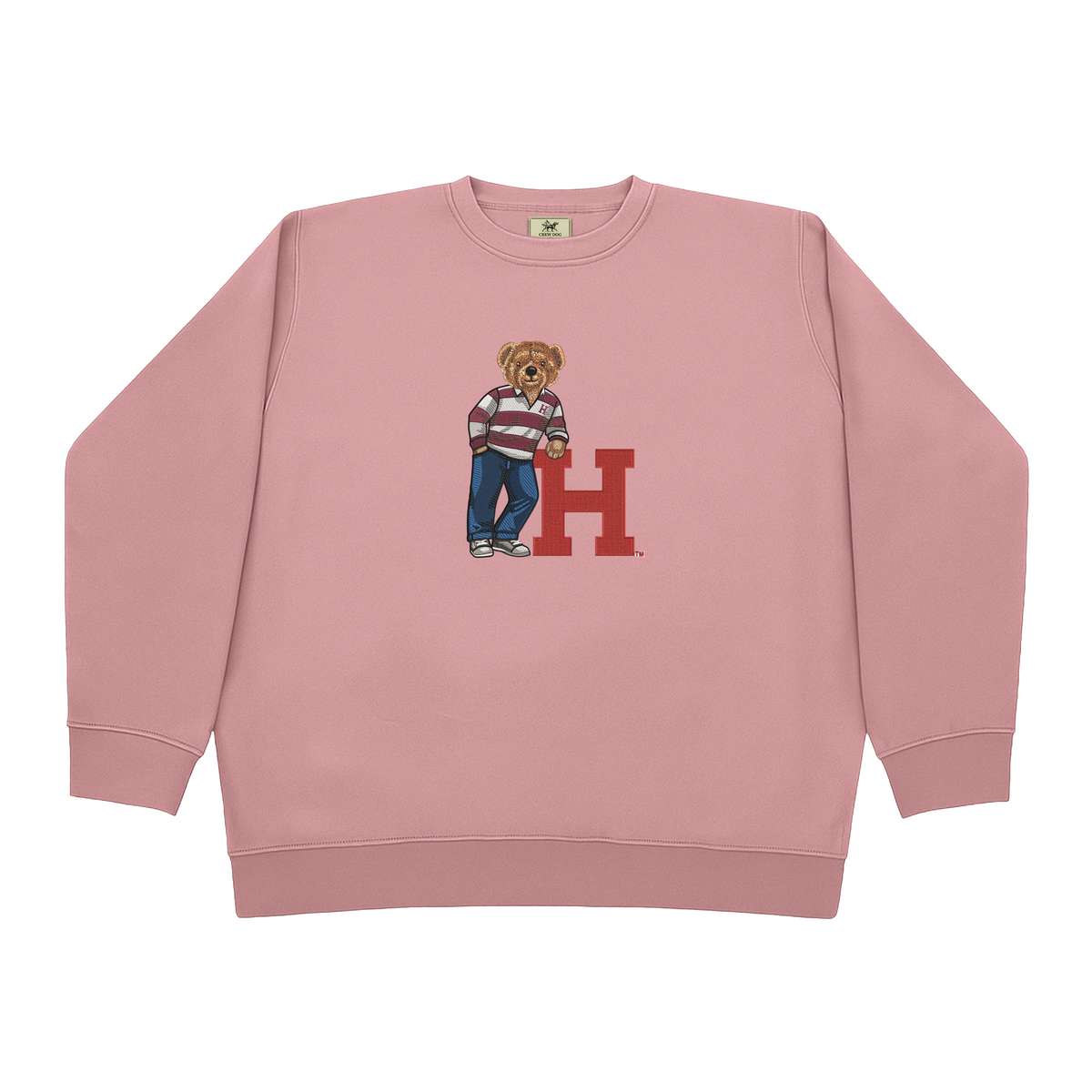 Harvard Rugby Letter Pink Crewneck
