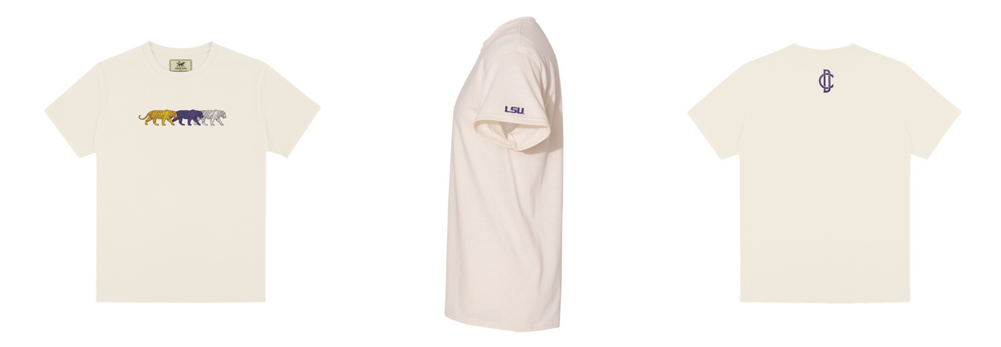 LSU 3 Colored Tigers Embroidered Tee