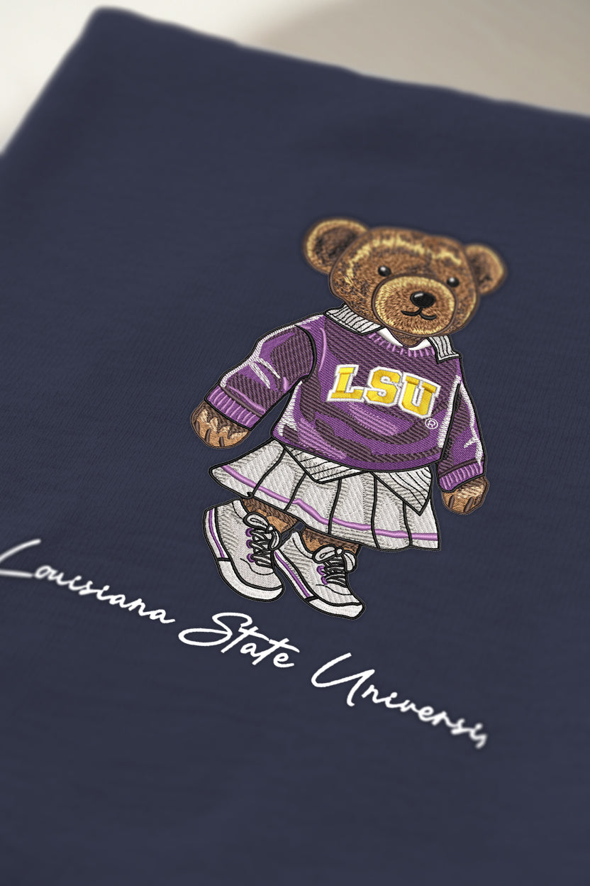 LSU Teddy Embroidered Crewneck