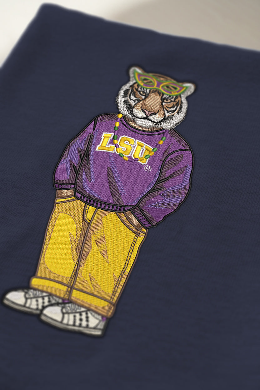 LSU Mardi Gras Mask Embroidered Hoodie