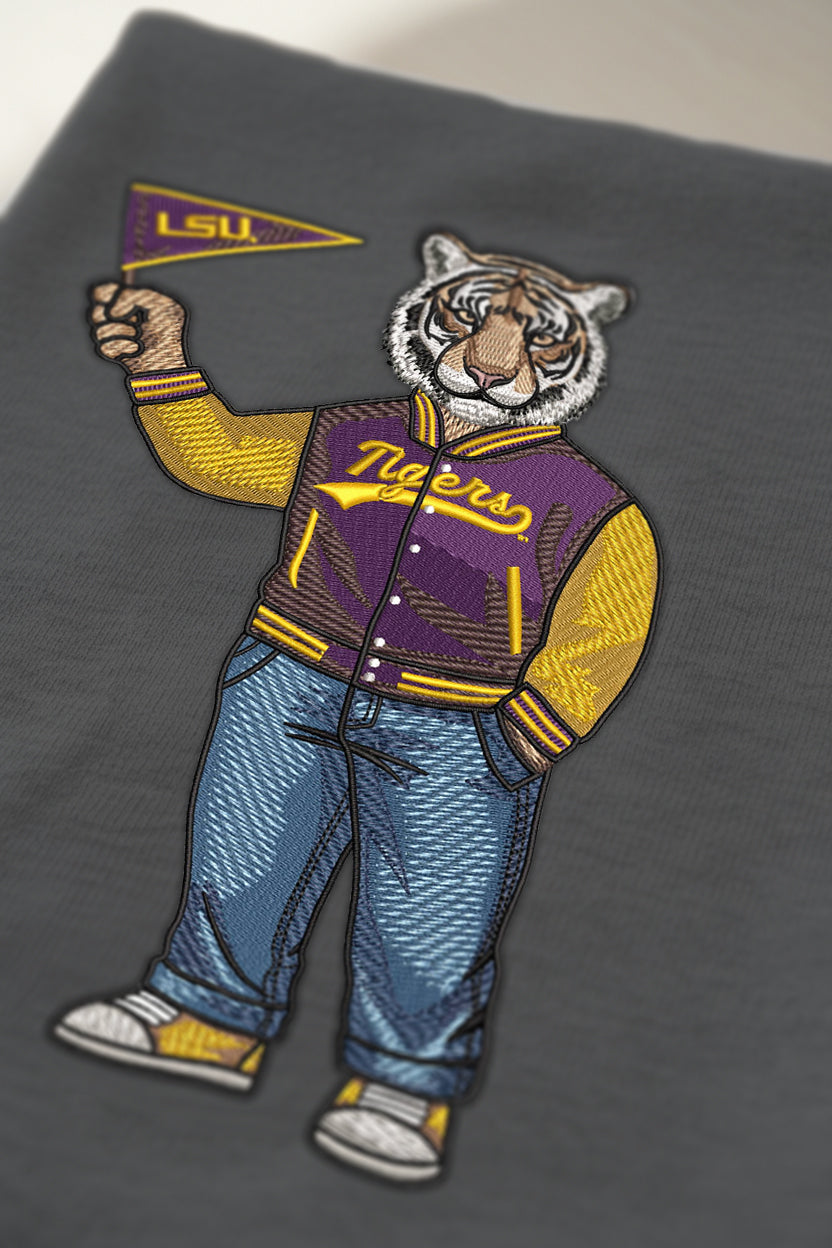 LSU Pennant Flag Embroidered Tee