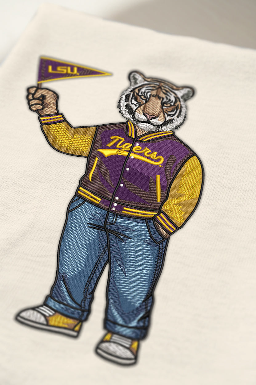 LSU Pennant Flag Embroidered Hoodie