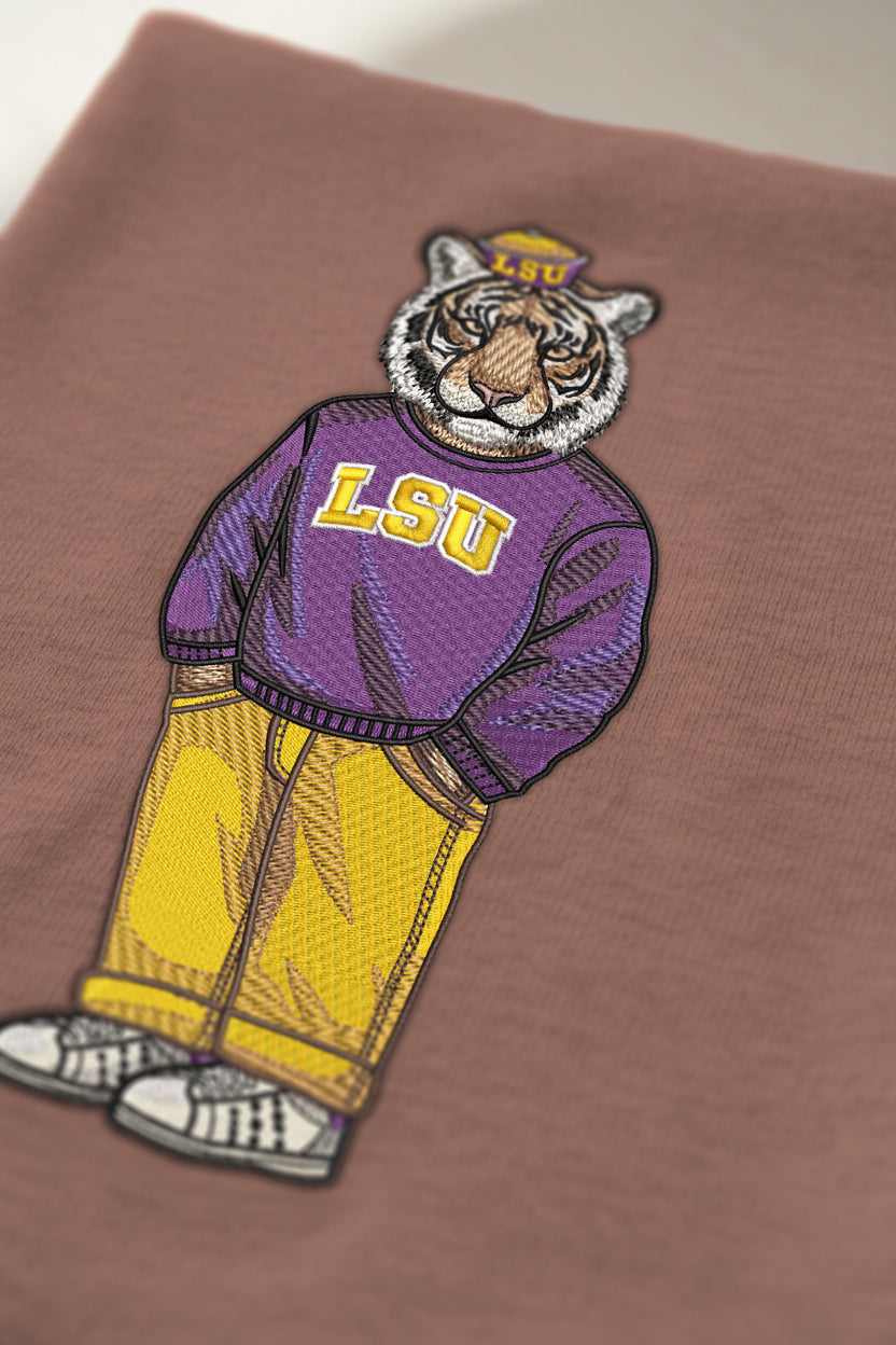 LSU Vault Hat Embroidered Crewneck