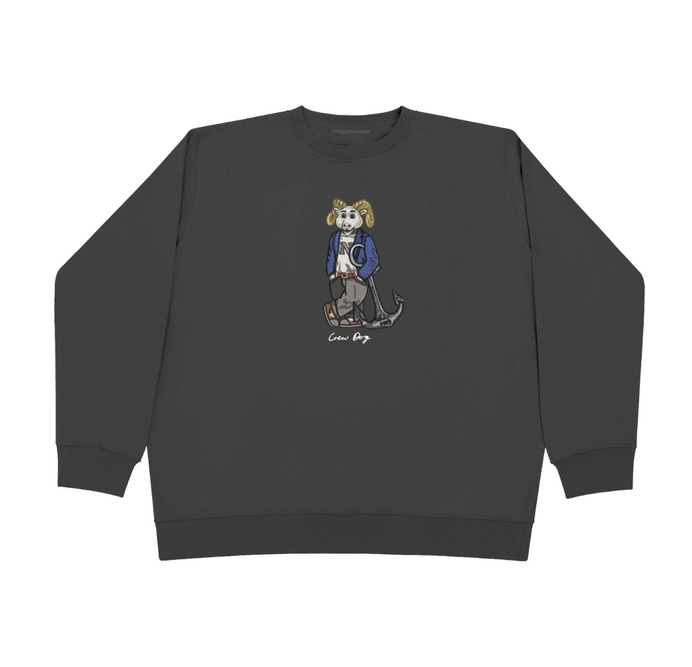 Embroidered Navy Crewneck