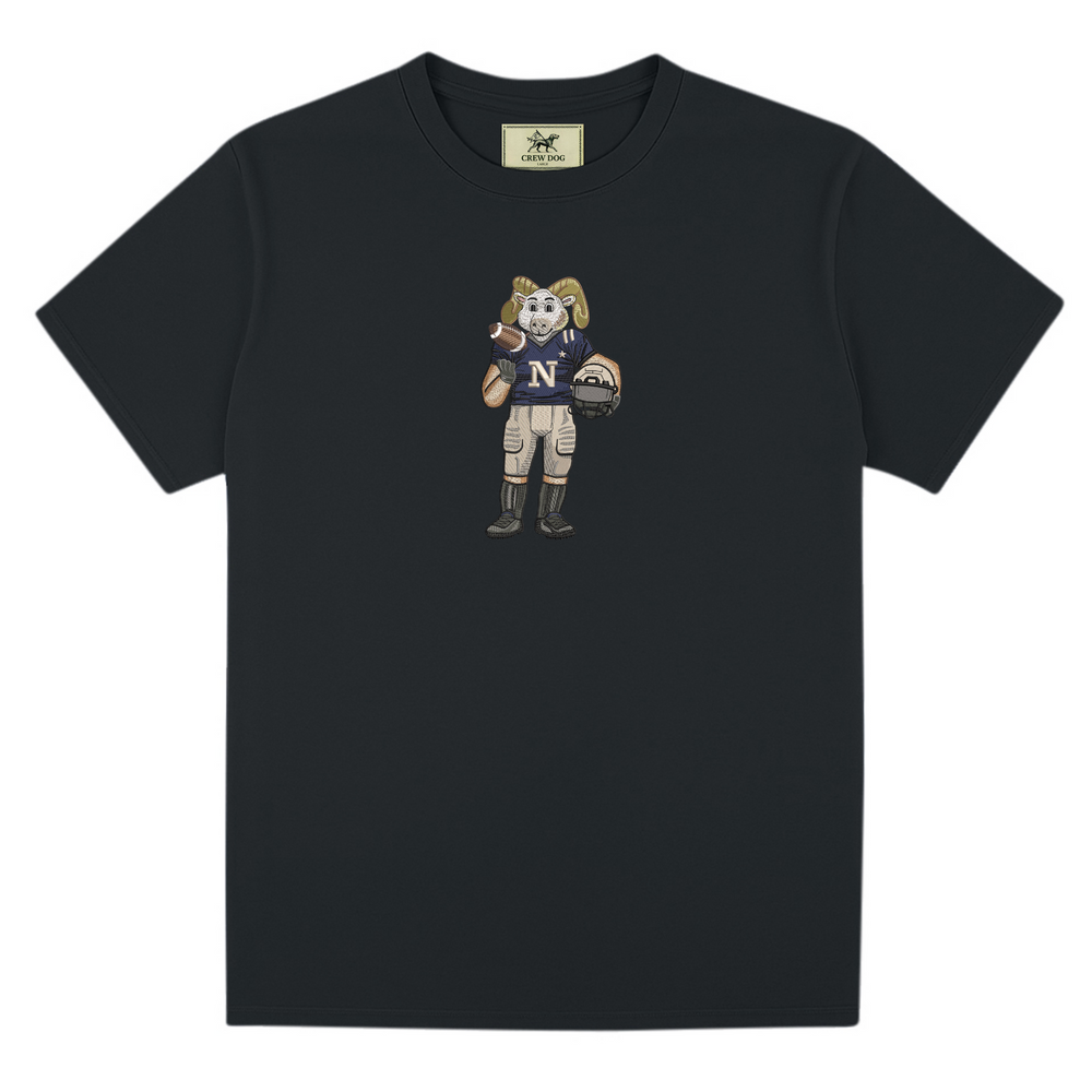Navy Football Embroidered Tee