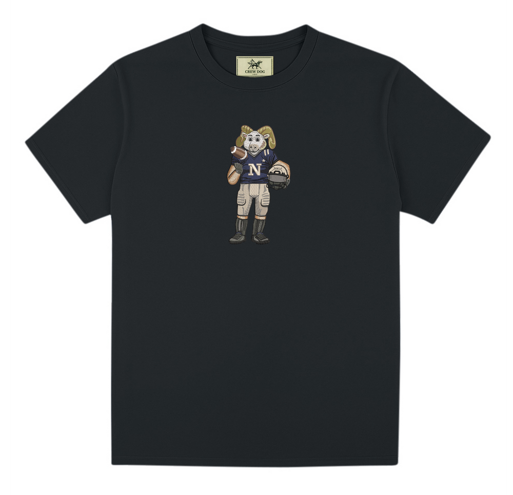 Navy Football Embroidered Tee