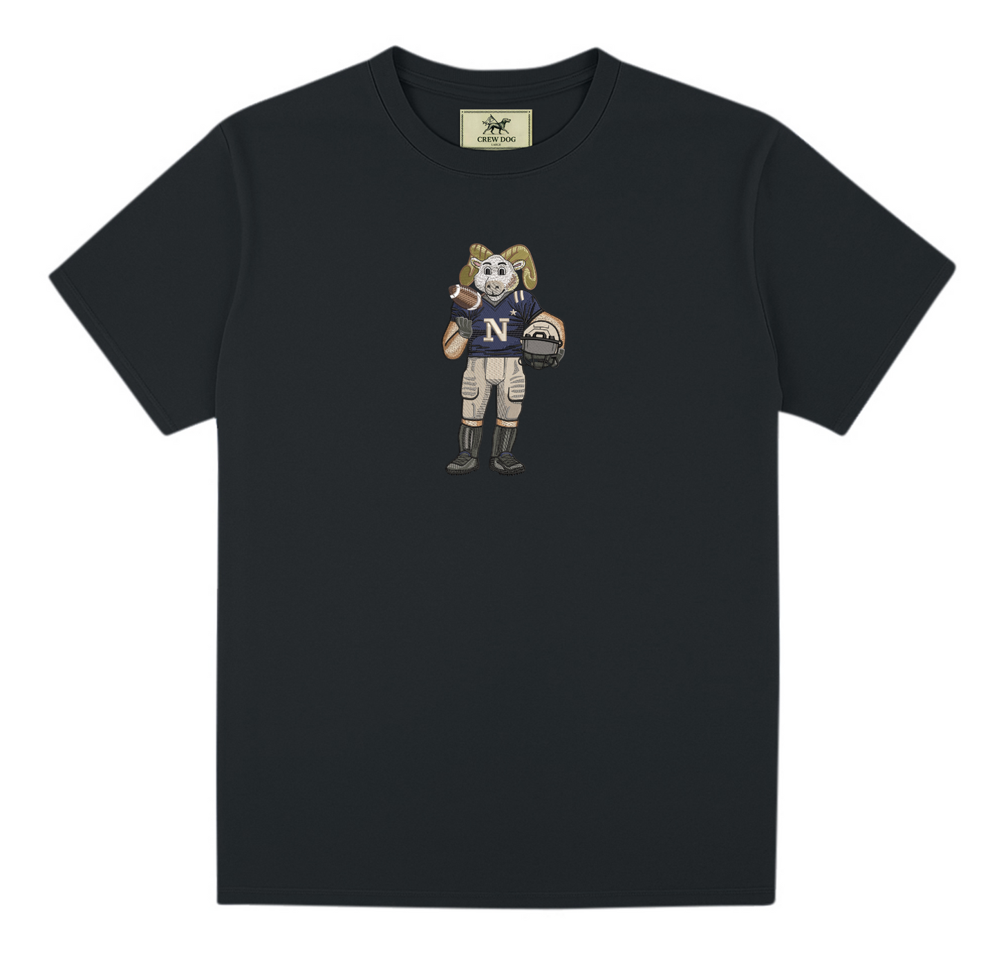 Navy Football Embroidered Tee