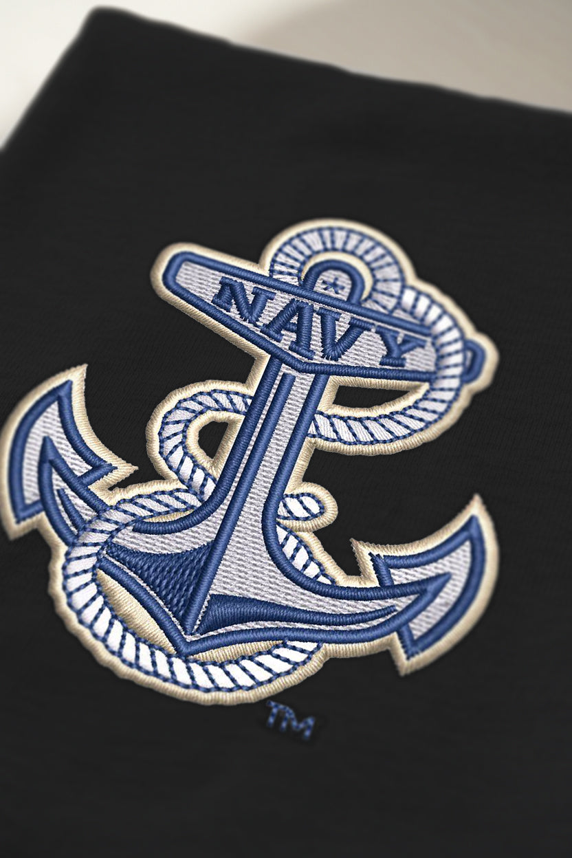 Navy Anchor Embroidered Tee